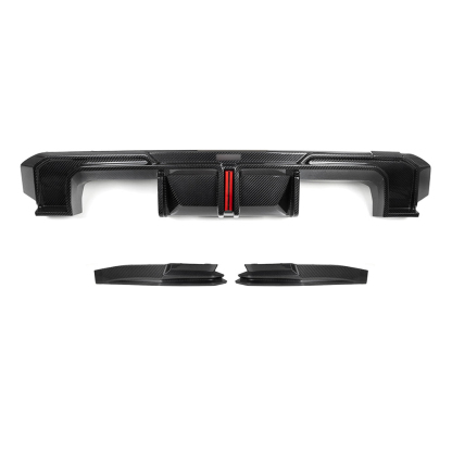 SooQoo BMW G80 & G81 M3 Rear Diffuser With Brake Light + Rear Splitters In Gloss Carbon Fibre-CCO