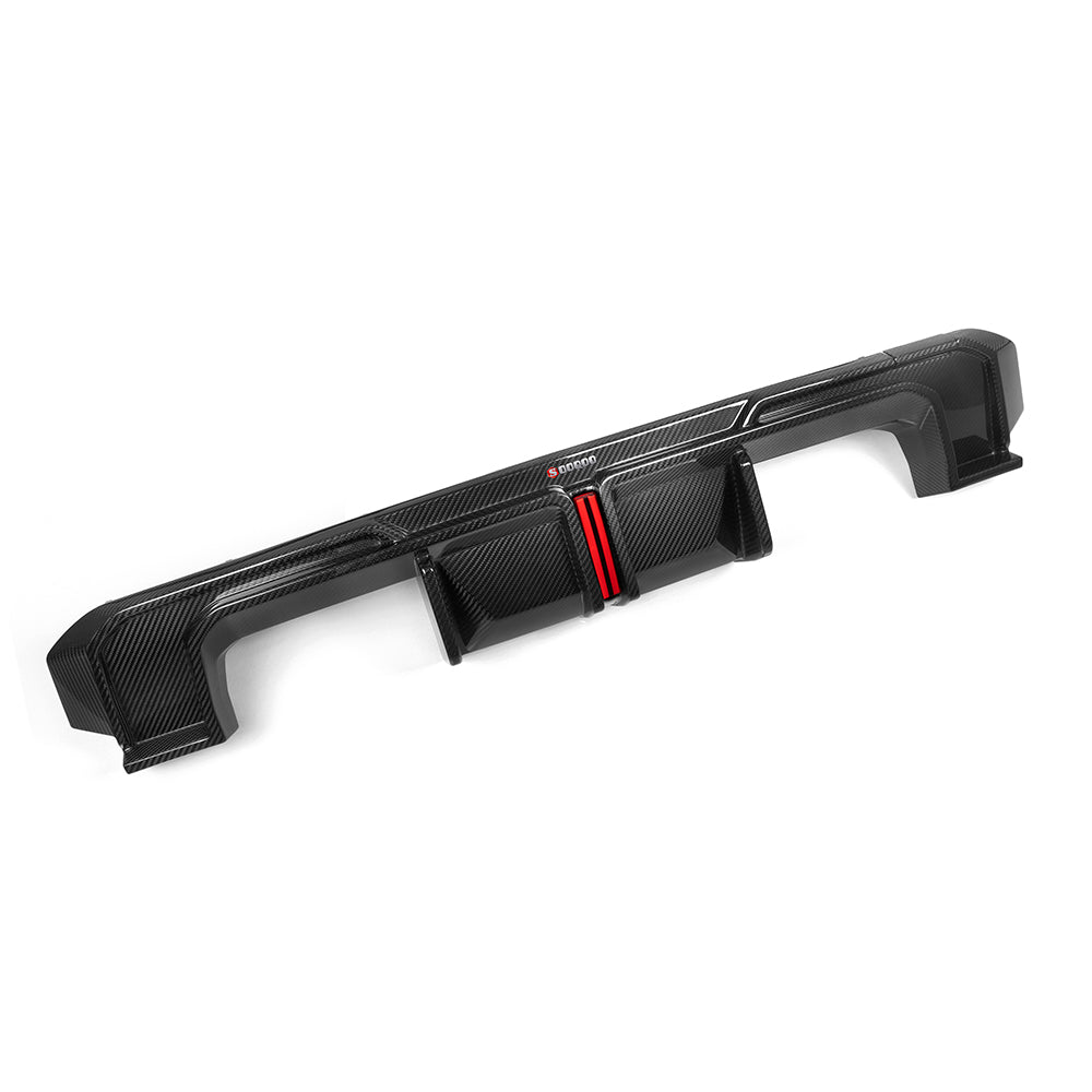 SooQoo BMW G82 & G83 M4 Rear Diffuser + Brake Light + Rear Splitters In Gloss Carbon Fibre-CCO