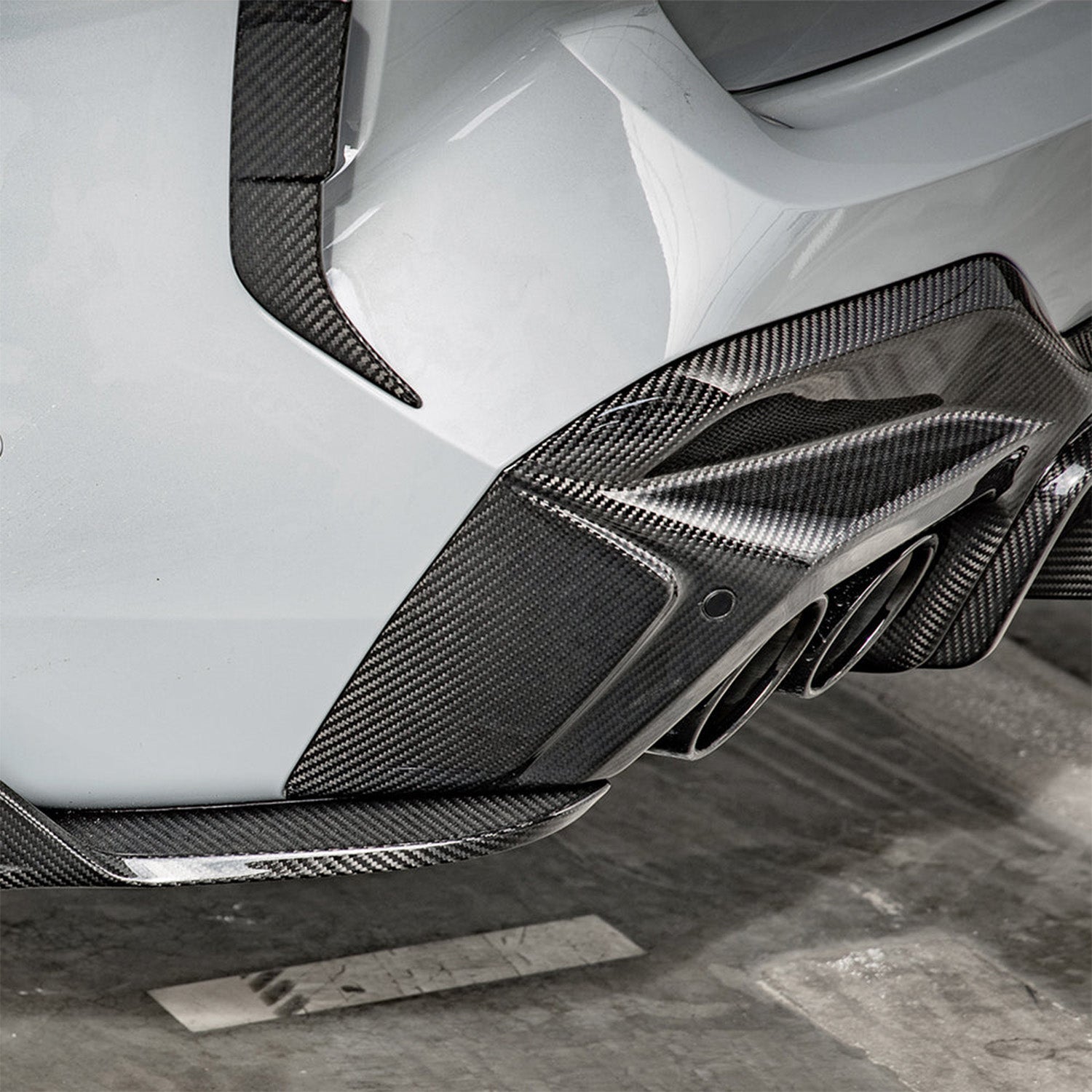 SooQoo BMW F97 X3M LCI SQ 3 Piece Rear Diffuser In Gloss Pre Preg Carbon Fibre (Facelift 2022+)-CCO