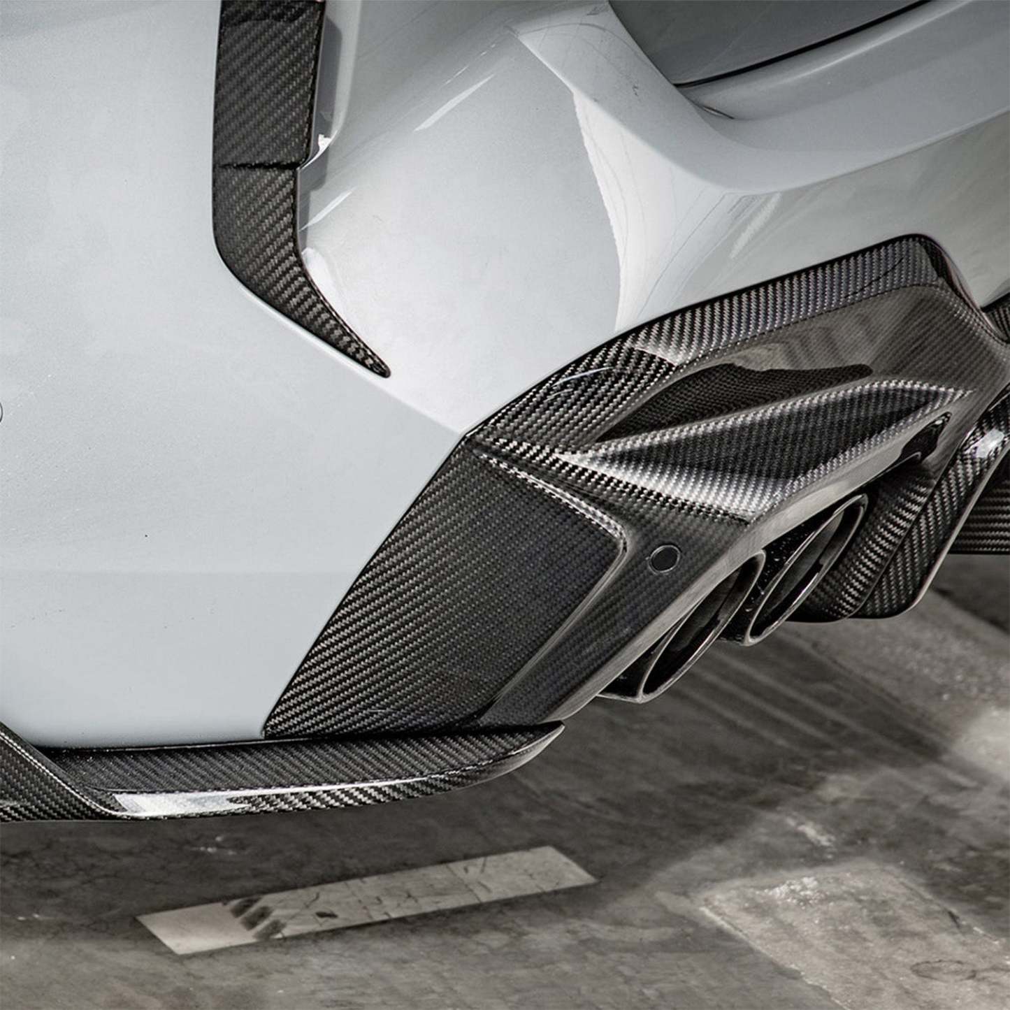 SooQoo BMW F97 X3M LCI SQ 3 Piece Rear Diffuser In Gloss Pre Preg Carbon Fibre (Facelift 2022+)-CCO