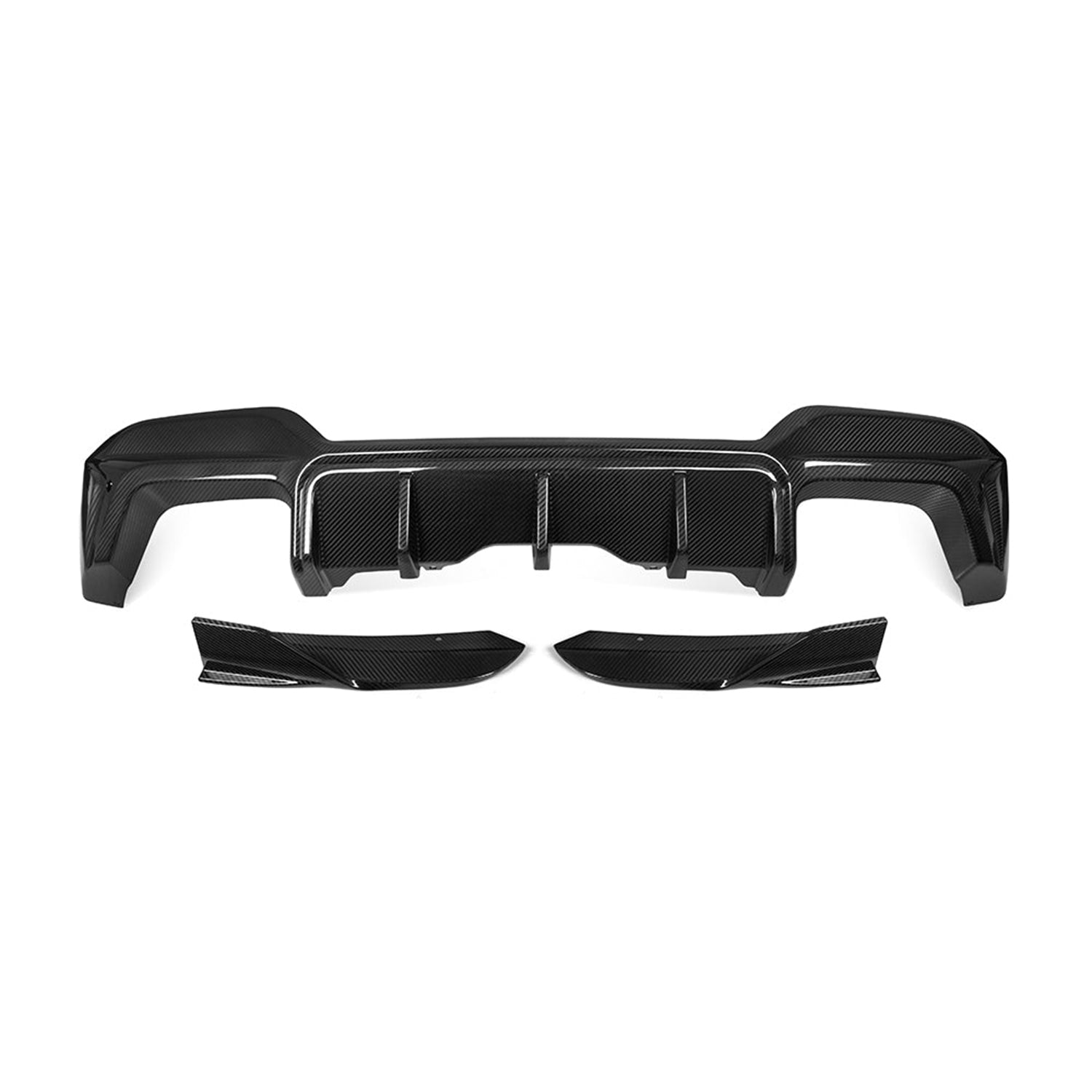 SooQoo BMW F97 X3M LCI SQ 3 Piece Rear Diffuser In Gloss Pre Preg Carbon Fibre (Facelift 2022+)-CCO