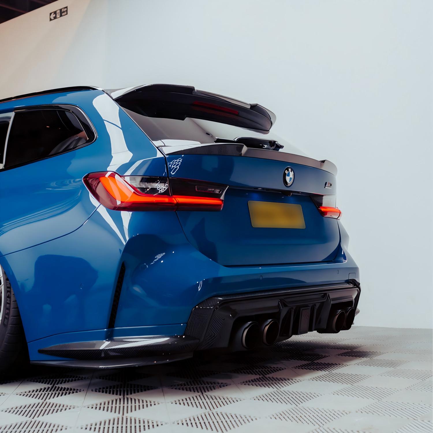 SooQoo BMW G81 M3 Touring Lower Trunk Spoiler In Gloss Pre Preg Carbon Fibre (2023+)-CCO