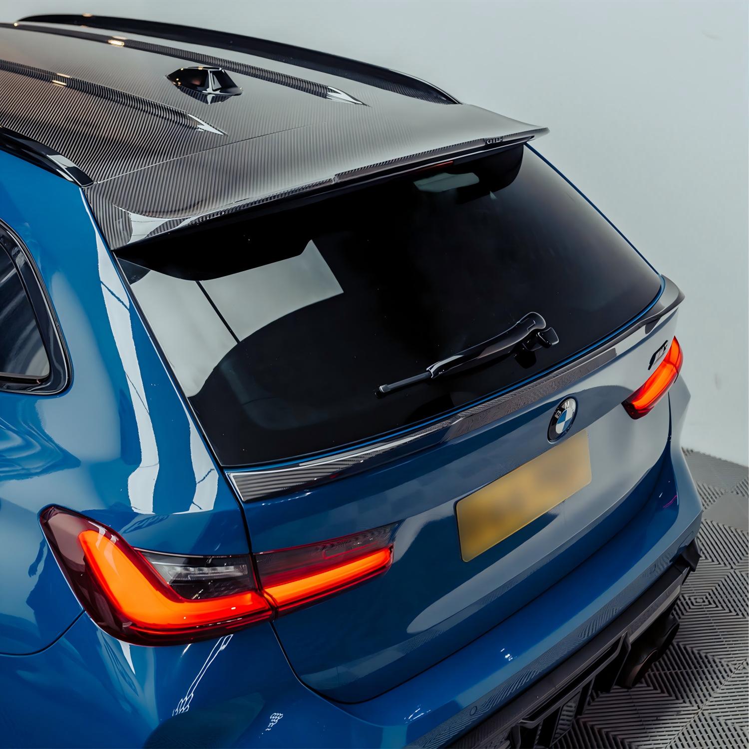 SooQoo BMW G81 M3 Touring Lower Trunk Spoiler In Gloss Pre Preg Carbon Fibre (2023+)-CCO