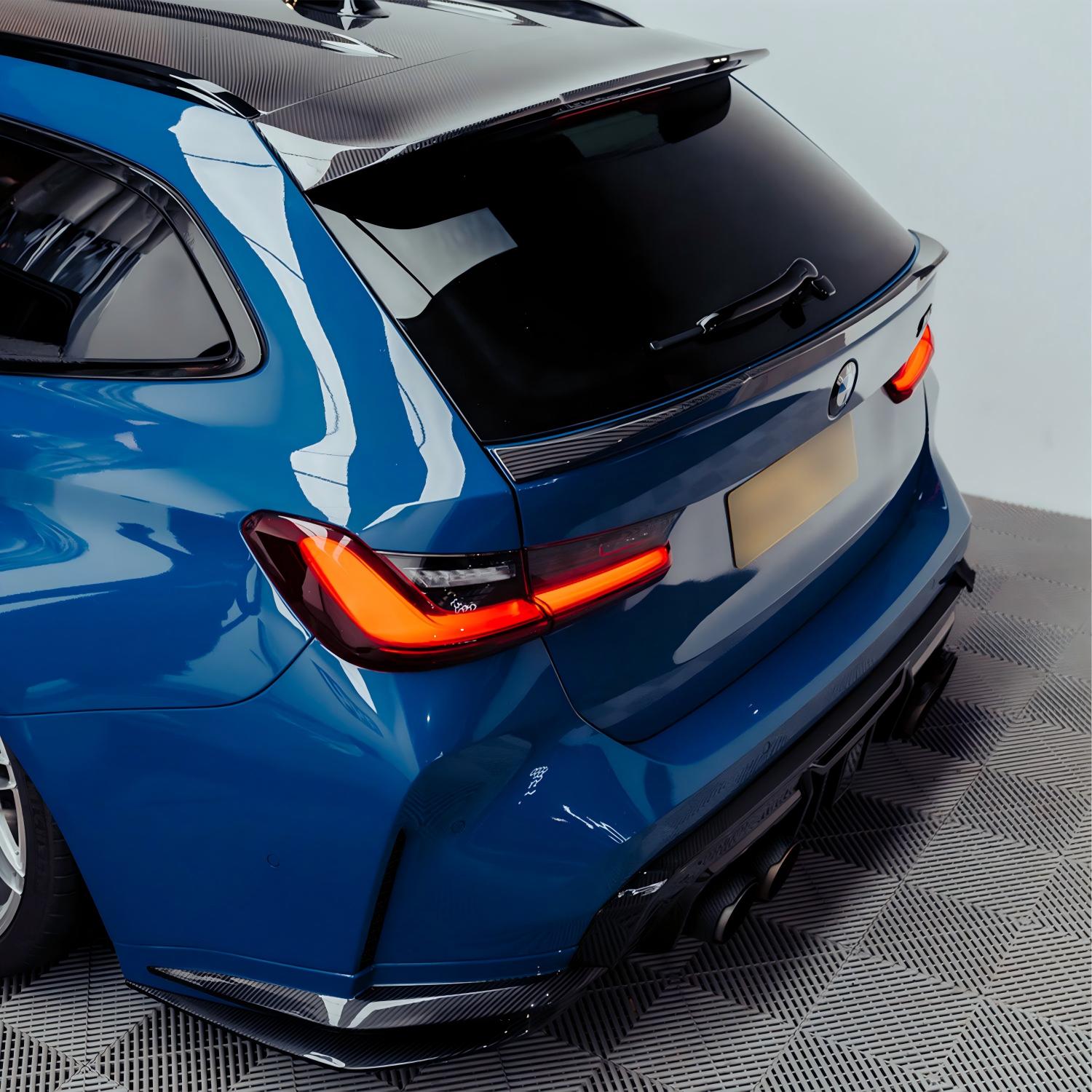 SooQoo BMW G81 M3 Touring Lower Trunk Spoiler In Gloss Pre Preg Carbon Fibre (2023+)-CCO