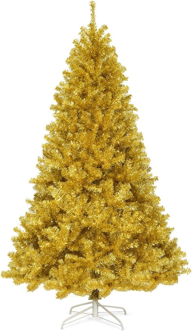 Goplus 5ft Artificial Christmas Tree, Unlit Christmas Pine Tree with 350 PVC Branch Tips, Foldable Metal Stand, Xmas Full Tree for Indoor Home Office Decor