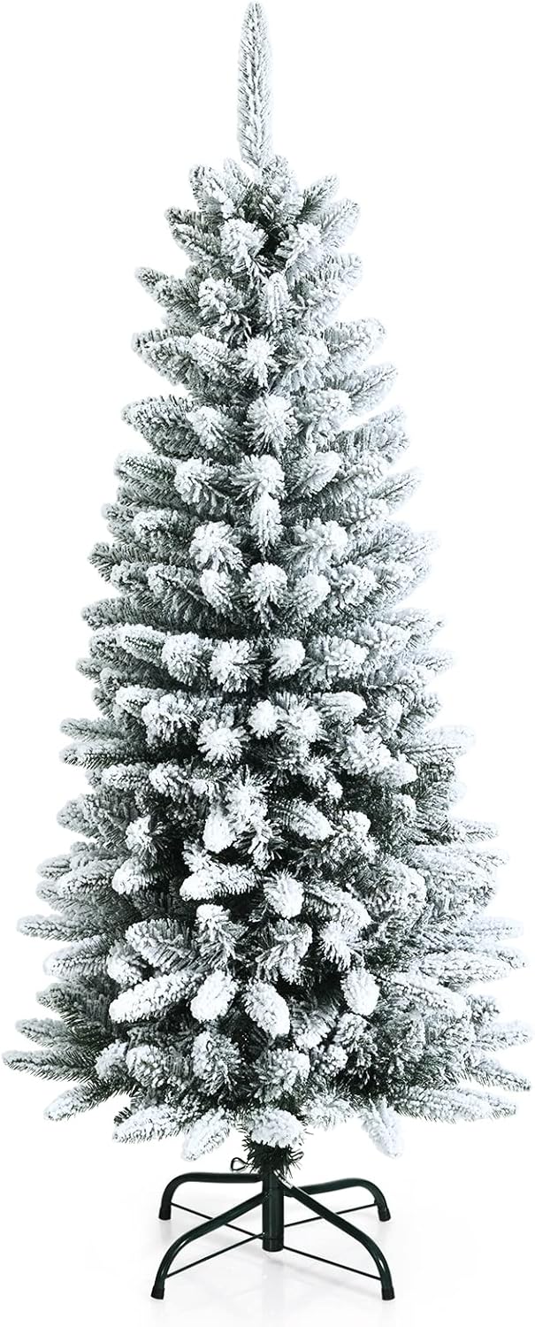 Goplus 5ft Artificial Christmas Tree, Unlit Christmas Pine Tree with 350 PVC Branch Tips, Foldable Metal Stand, Xmas Full Tree for Indoor Home Office Decor