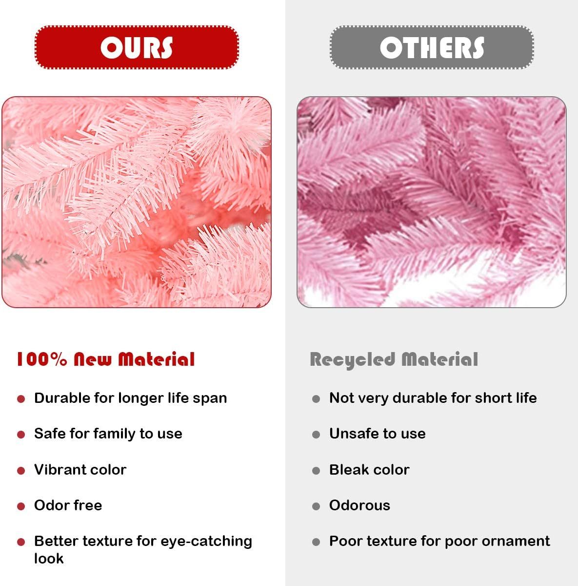 Goplus 5ft Artificial Christmas Tree, Unlit Christmas Pine Tree with 350 PVC Branch Tips, Foldable Metal Stand, Xmas Full Tree for Indoor Home Office Decor