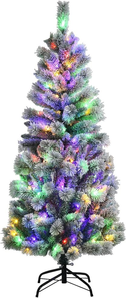 Goplus 5ft Artificial Christmas Tree, Unlit Christmas Pine Tree with 350 PVC Branch Tips, Foldable Metal Stand, Xmas Full Tree for Indoor Home Office Decor