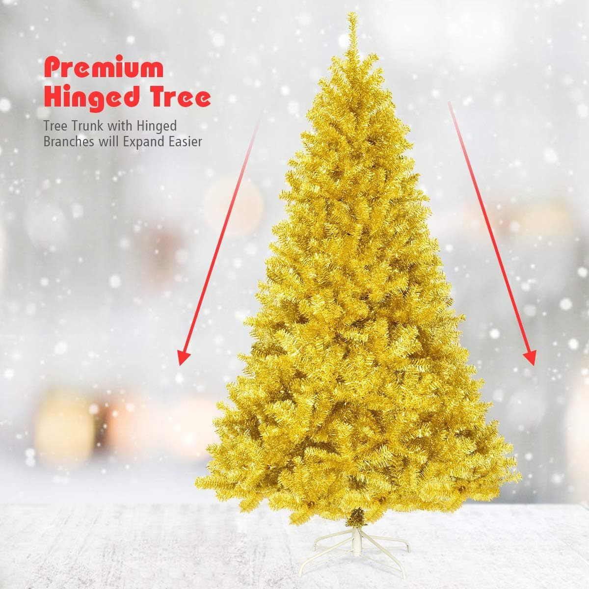 Goplus 5ft Artificial Christmas Tree, Unlit Christmas Pine Tree with 350 PVC Branch Tips, Foldable Metal Stand, Xmas Full Tree for Indoor Home Office Decor