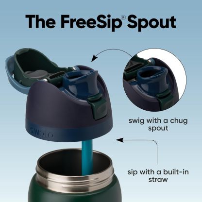 Owala FreeSip Insulated Stainless Steel Water Bottle with Straw, BPA-Free Sports Water Bottle, Great for Travel, 24 Oz, Denim