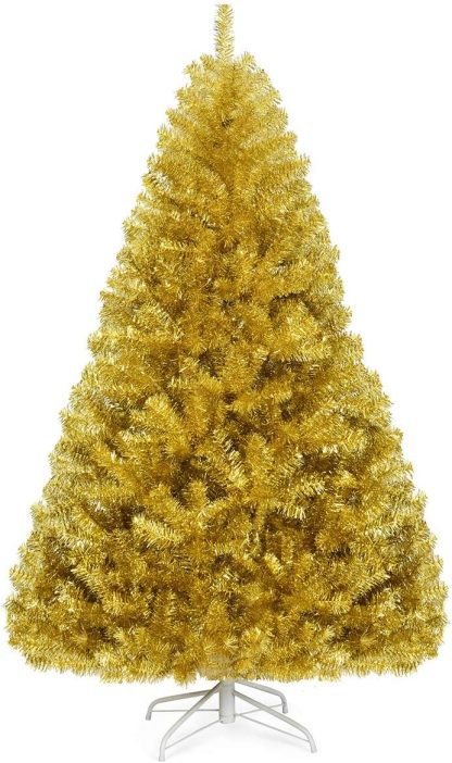 Goplus 5ft Artificial Christmas Tree, Unlit Christmas Pine Tree with 350 PVC Branch Tips, Foldable Metal Stand, Xmas Full Tree for Indoor Home Office Decor