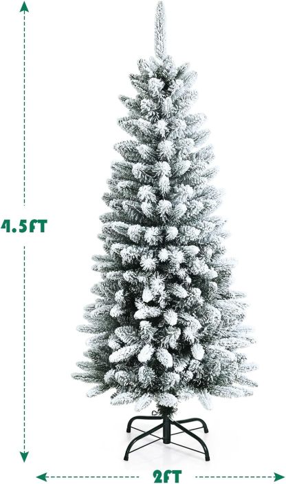 Goplus 5ft Artificial Christmas Tree, Unlit Christmas Pine Tree with 350 PVC Branch Tips, Foldable Metal Stand, Xmas Full Tree for Indoor Home Office Decor