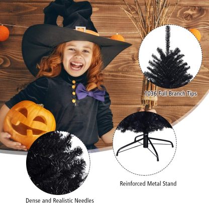 Goplus 5ft Artificial Christmas Tree, Unlit Christmas Pine Tree with 350 PVC Branch Tips, Foldable Metal Stand, Xmas Full Tree for Indoor Home Office Decor