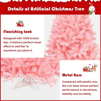 Goplus 5ft Artificial Christmas Tree, Unlit Christmas Pine Tree with 350 PVC Branch Tips, Foldable Metal Stand, Xmas Full Tree for Indoor Home Office Decor