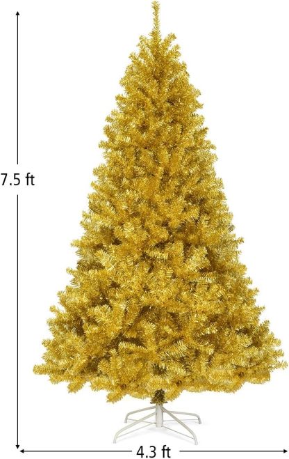 Goplus 5ft Artificial Christmas Tree, Unlit Christmas Pine Tree with 350 PVC Branch Tips, Foldable Metal Stand, Xmas Full Tree for Indoor Home Office Decor