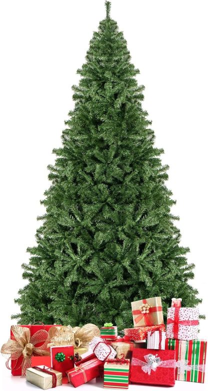 Goplus 5ft Artificial Christmas Tree, Unlit Christmas Pine Tree with 350 PVC Branch Tips, Foldable Metal Stand, Xmas Full Tree for Indoor Home Office Decor