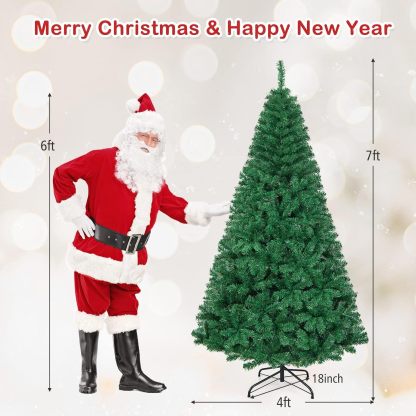 Goplus 5ft Artificial Christmas Tree, Unlit Christmas Pine Tree with 350 PVC Branch Tips, Foldable Metal Stand, Xmas Full Tree for Indoor Home Office Decor