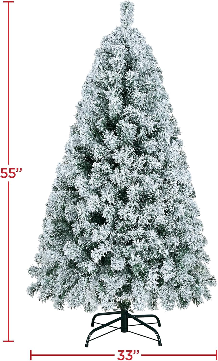 Yaheetech 6ft Snow Flocked Pre-lit Christmas Tree with 250 Warm White Lights, 820 Lush Branch Tips & Quick-Assembly Hinged Design, Full Artificial Xmas Tree for Winter Holiday Décor, Green & White