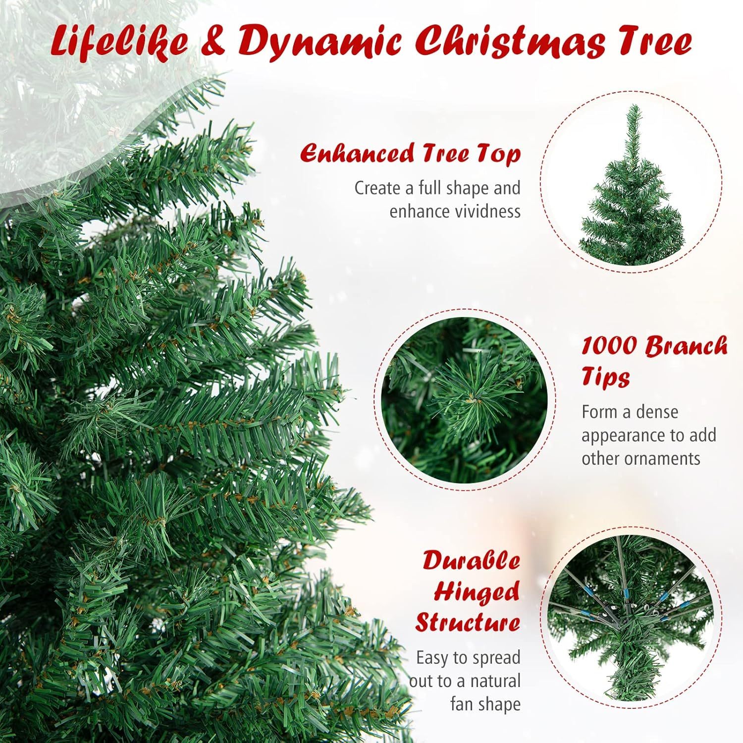 Goplus 5ft Artificial Christmas Tree, Unlit Christmas Pine Tree with 350 PVC Branch Tips, Foldable Metal Stand, Xmas Full Tree for Indoor Home Office Decor