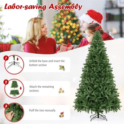 Goplus 5ft Artificial Christmas Tree, Unlit Christmas Pine Tree with 350 PVC Branch Tips, Foldable Metal Stand, Xmas Full Tree for Indoor Home Office Decor