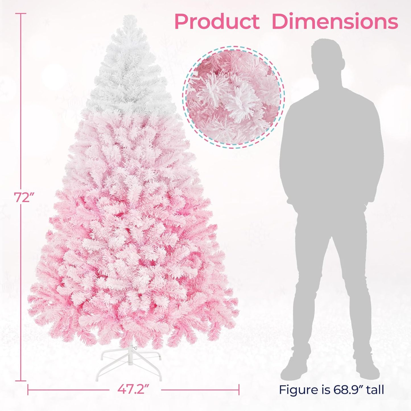Yaheetech 6ft Snow Flocked Pre-lit Christmas Tree with 250 Warm White Lights, 820 Lush Branch Tips & Quick-Assembly Hinged Design, Full Artificial Xmas Tree for Winter Holiday Décor, Green & White