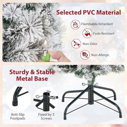 Goplus 5ft Artificial Christmas Tree, Unlit Christmas Pine Tree with 350 PVC Branch Tips, Foldable Metal Stand, Xmas Full Tree for Indoor Home Office Decor
