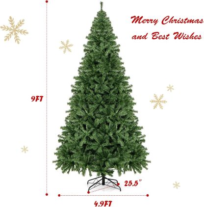 Goplus 5ft Artificial Christmas Tree, Unlit Christmas Pine Tree with 350 PVC Branch Tips, Foldable Metal Stand, Xmas Full Tree for Indoor Home Office Decor