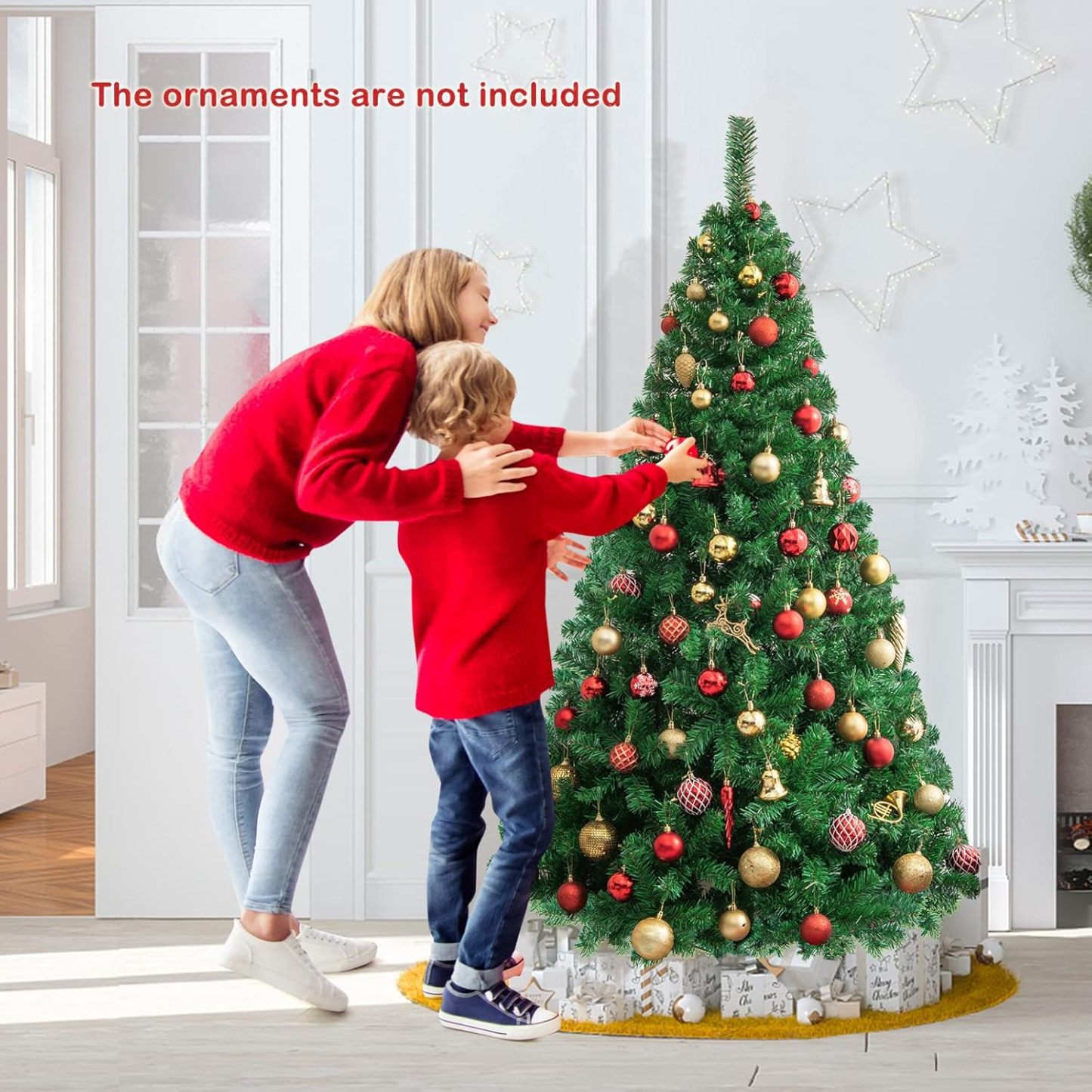 Goplus 5ft Artificial Christmas Tree, Unlit Christmas Pine Tree with 350 PVC Branch Tips, Foldable Metal Stand, Xmas Full Tree for Indoor Home Office Decor