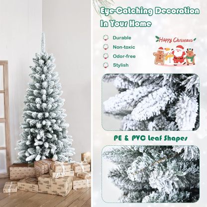 Goplus 5ft Artificial Christmas Tree, Unlit Christmas Pine Tree with 350 PVC Branch Tips, Foldable Metal Stand, Xmas Full Tree for Indoor Home Office Decor