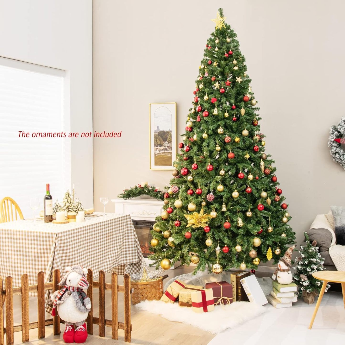 Goplus 5ft Artificial Christmas Tree, Unlit Christmas Pine Tree with 350 PVC Branch Tips, Foldable Metal Stand, Xmas Full Tree for Indoor Home Office Decor