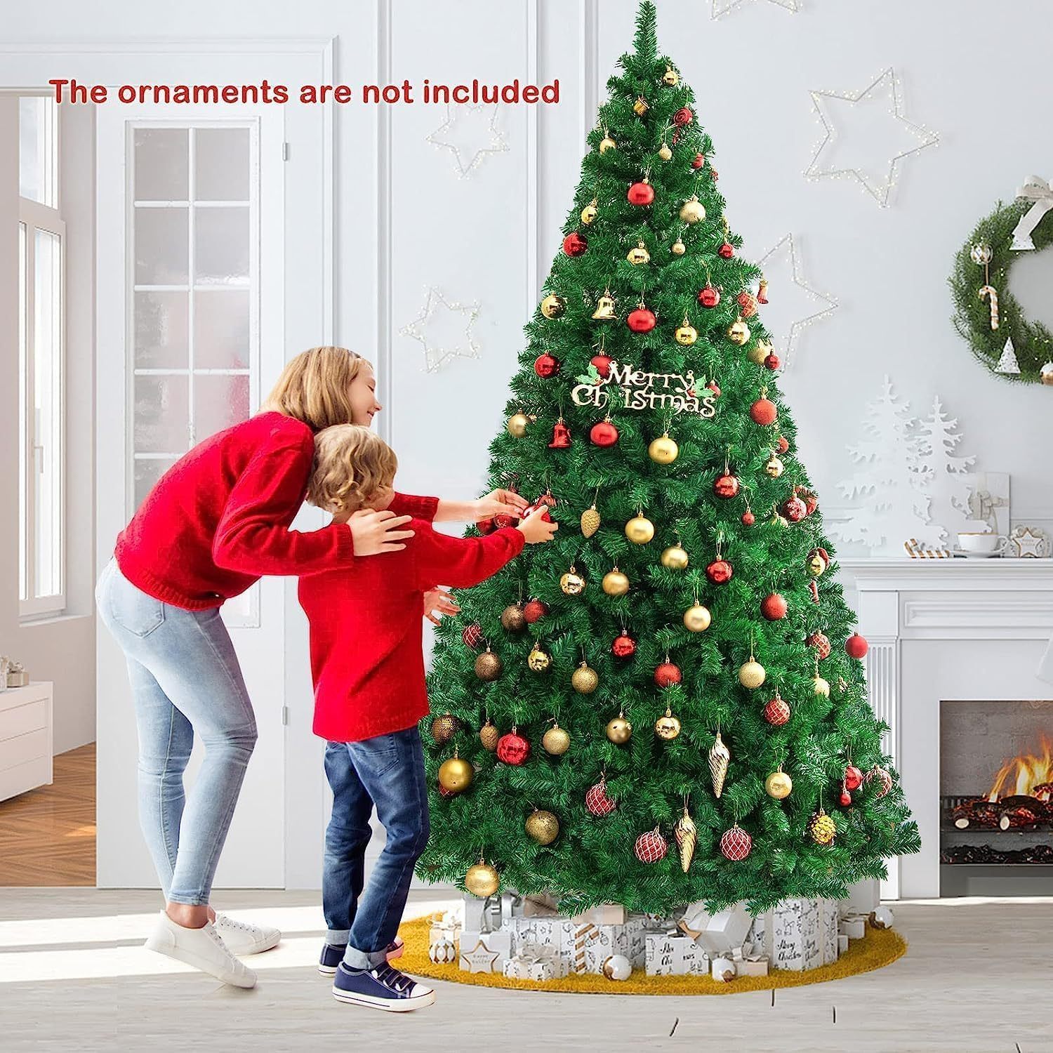 Goplus 5ft Artificial Christmas Tree, Unlit Christmas Pine Tree with 350 PVC Branch Tips, Foldable Metal Stand, Xmas Full Tree for Indoor Home Office Decor