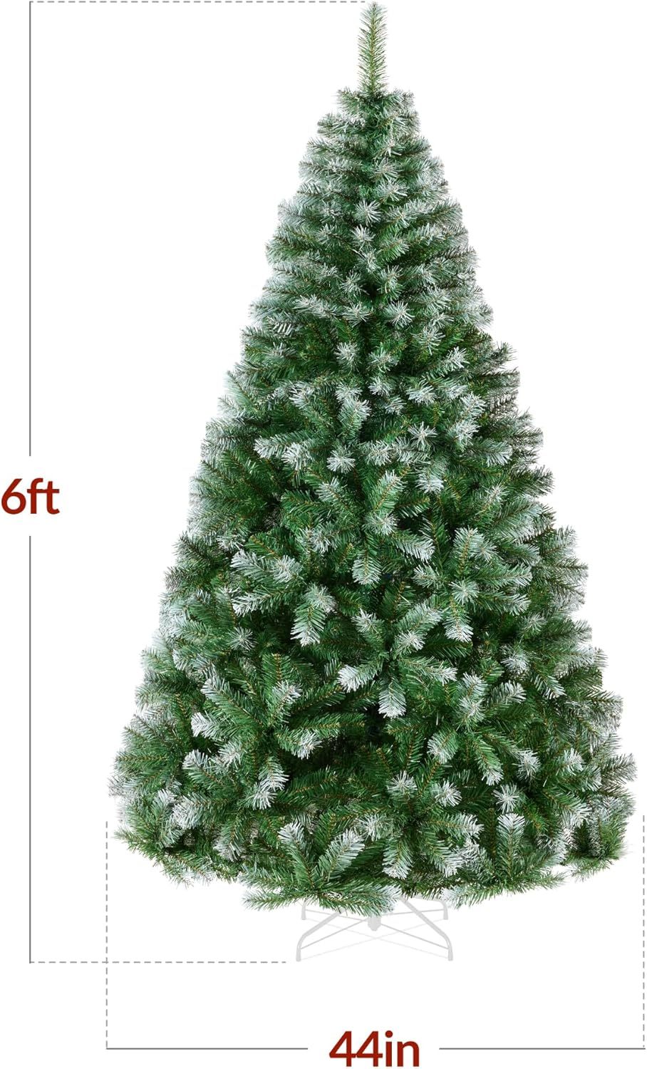 Best Choice Products Artificial Christmas Tree, 6ft Premium Unlit Hinged Design, Dense Branches Realistic Holiday Décor​ w/Easy Assembly, Base