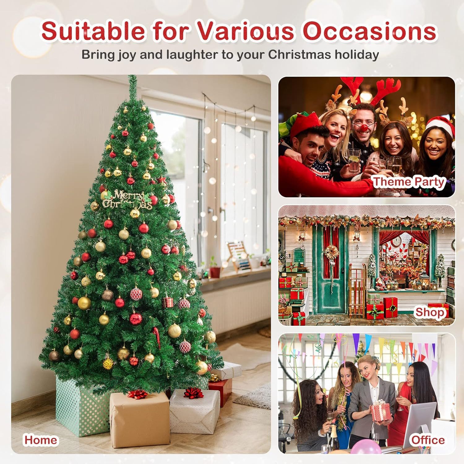 Goplus 5ft Artificial Christmas Tree, Unlit Christmas Pine Tree with 350 PVC Branch Tips, Foldable Metal Stand, Xmas Full Tree for Indoor Home Office Decor