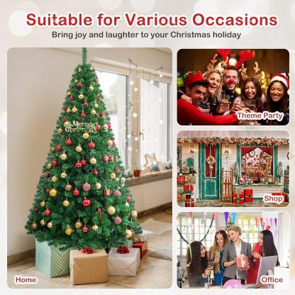 Goplus 5ft Artificial Christmas Tree, Unlit Christmas Pine Tree with 350 PVC Branch Tips, Foldable Metal Stand, Xmas Full Tree for Indoor Home Office Decor