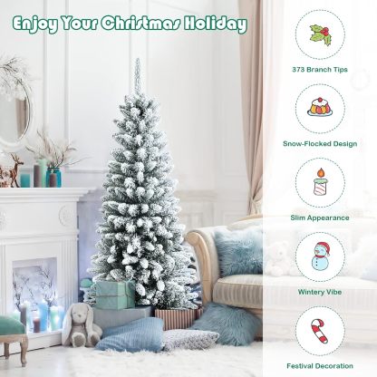 Goplus 5ft Artificial Christmas Tree, Unlit Christmas Pine Tree with 350 PVC Branch Tips, Foldable Metal Stand, Xmas Full Tree for Indoor Home Office Decor