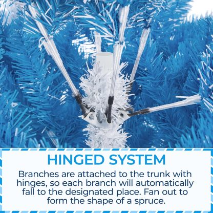 Yaheetech 6ft Snow Flocked Pre-lit Christmas Tree with 250 Warm White Lights, 820 Lush Branch Tips & Quick-Assembly Hinged Design, Full Artificial Xmas Tree for Winter Holiday Décor, Green & White