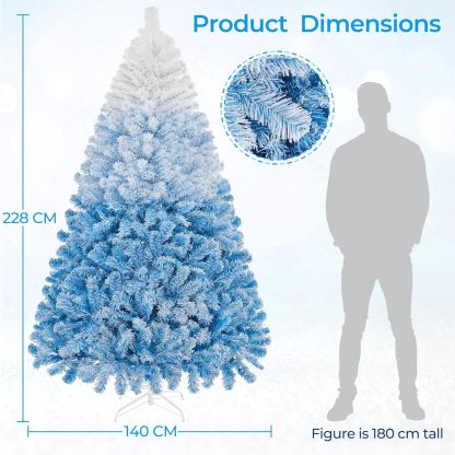 Yaheetech 6ft Snow Flocked Pre-lit Christmas Tree with 250 Warm White Lights, 820 Lush Branch Tips & Quick-Assembly Hinged Design, Full Artificial Xmas Tree for Winter Holiday Décor, Green & White