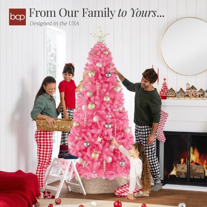 Best Choice Products Artificial Christmas Tree, 6ft Premium Unlit Hinged Design, Dense Branches Realistic Holiday Décor​ w/Easy Assembly, Base