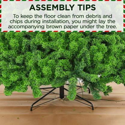 Yaheetech 6ft Snow Flocked Pre-lit Christmas Tree with 250 Warm White Lights, 820 Lush Branch Tips & Quick-Assembly Hinged Design, Full Artificial Xmas Tree for Winter Holiday Décor, Green & White