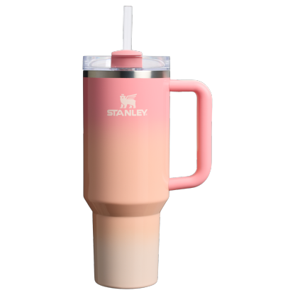 Stanley 40 OZ Quencher FlowState Stainless Steel Tumbler With Straw And Handle In Pink Mesa