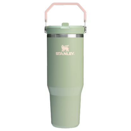 Stanley 30 OZ IceFlow Flip Straw Stainless Steel Tumbler In Lichen Green