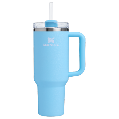 Stanley 40 OZ Quencher Tumbler With Straw & Handle In Powder Blue Crush