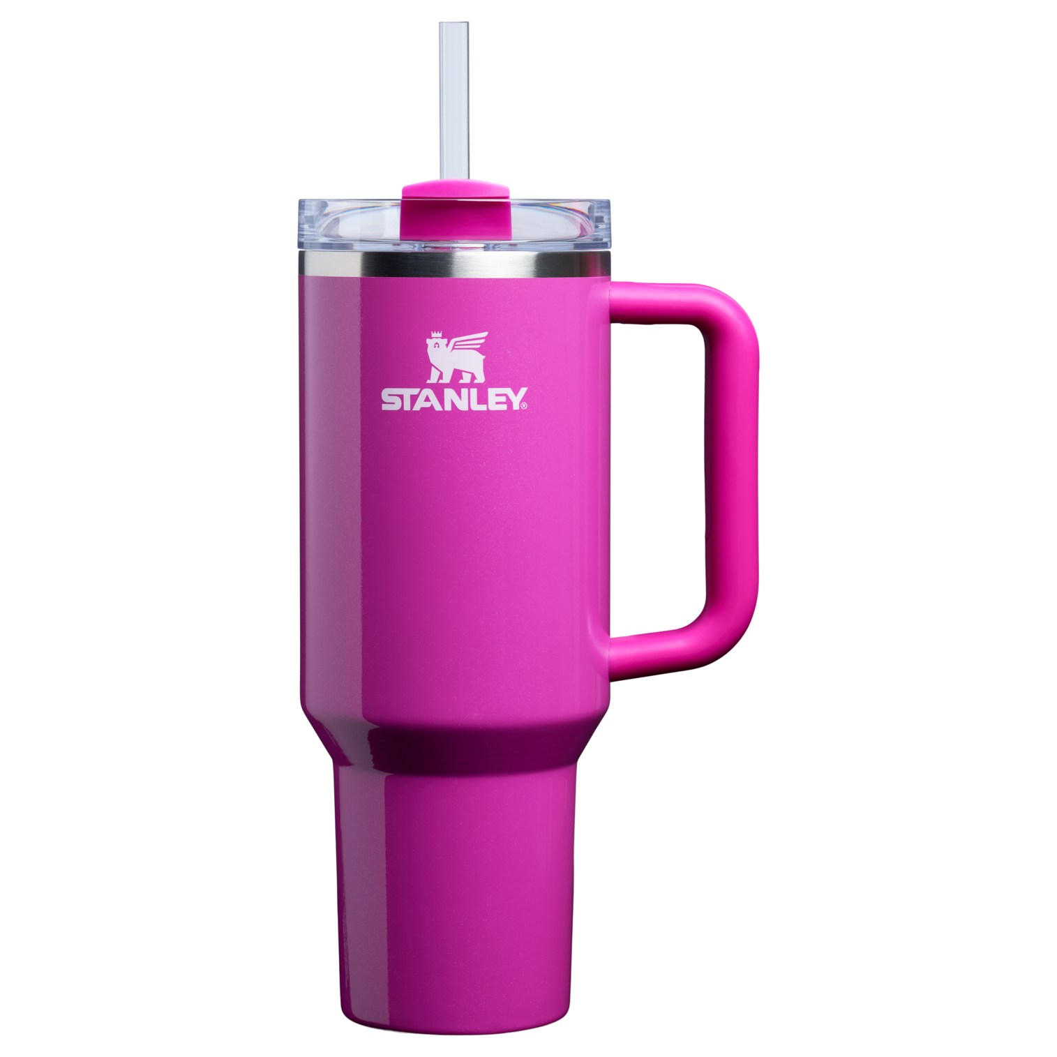 Stanley 40 OZ Quencher Tumbler With Straw & Handle In Punch Shimmer Pink