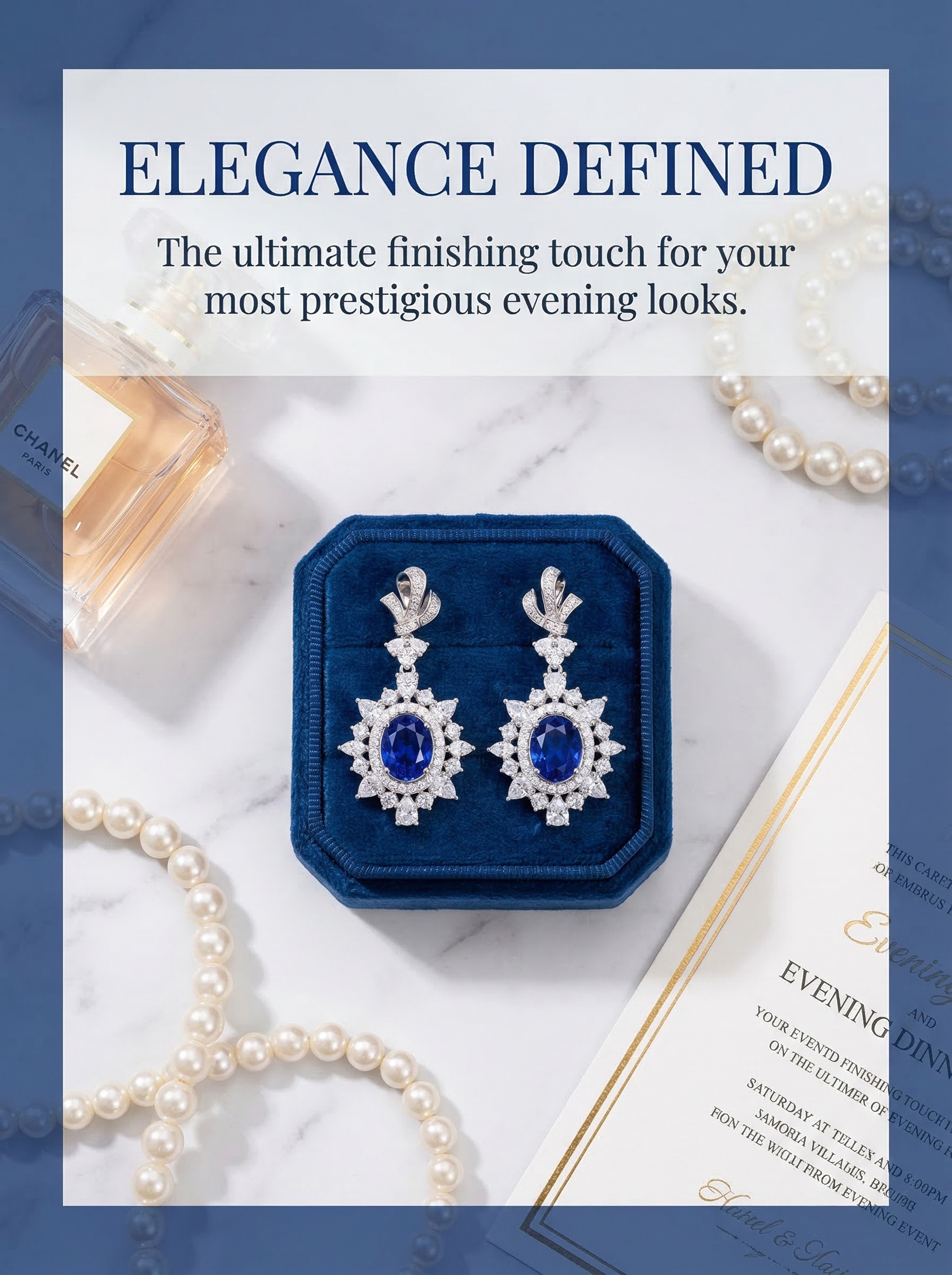 Royal sapphire and moissanite snowdrop earrings, simple and fashionable, elegant and grand, with abundant diamonds set in a luxurious way. 6.5 carats. 