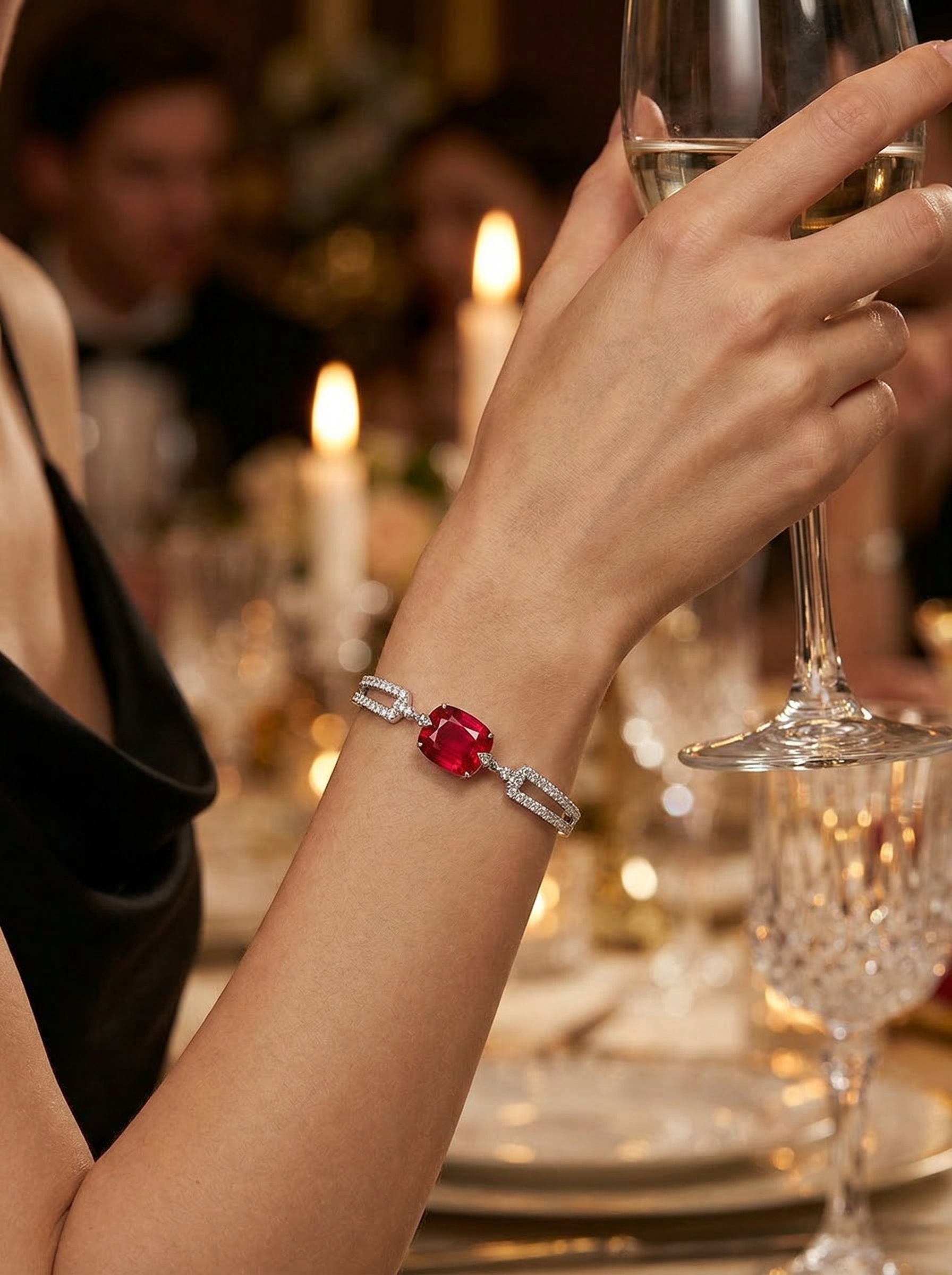 High-purity natural brilliant ruby luxury bracelet - 6.8 carats 20CM 