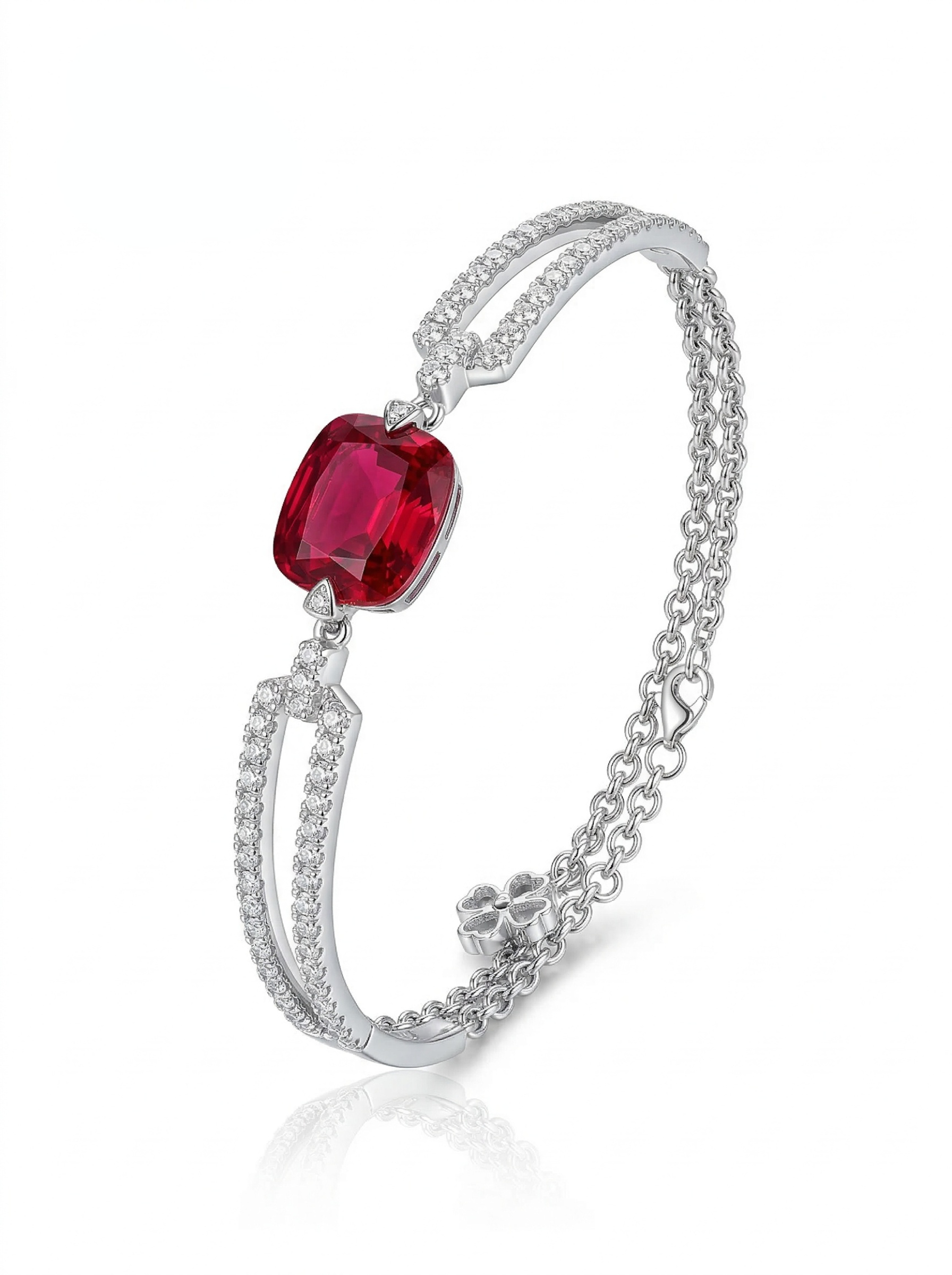 High-purity natural brilliant ruby luxury bracelet - 6.8 carats 20CM 