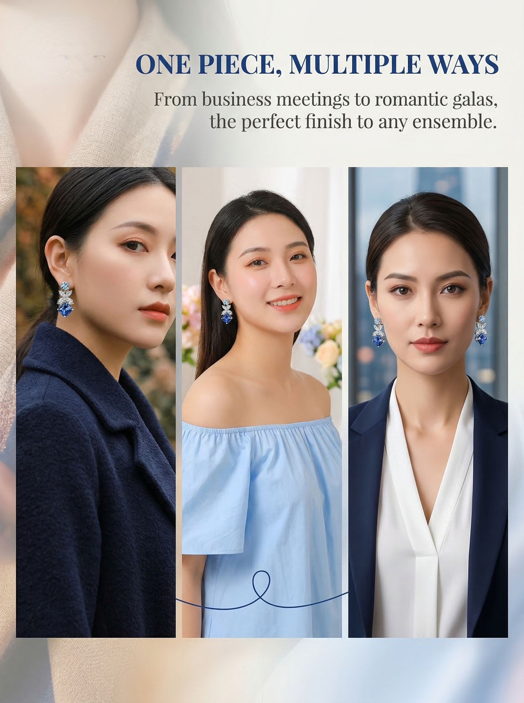 Modern Art Aesthetic Dream Blue Butterfly Shadow Sea Blue Series Professional Women's Sapphire Earrings 