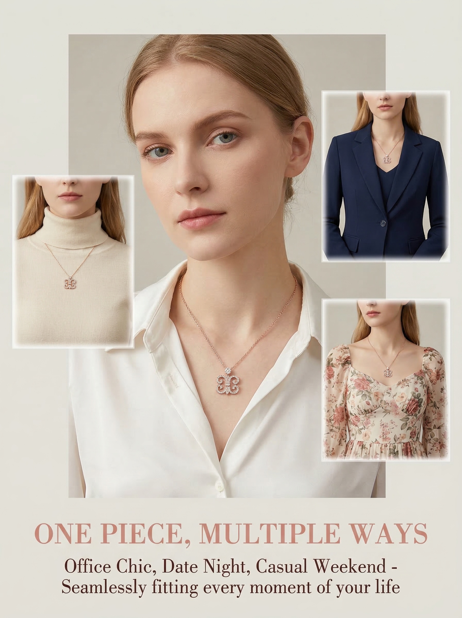 Victoria Court Style Young Princess Pink Rose Gold Beaded Chain