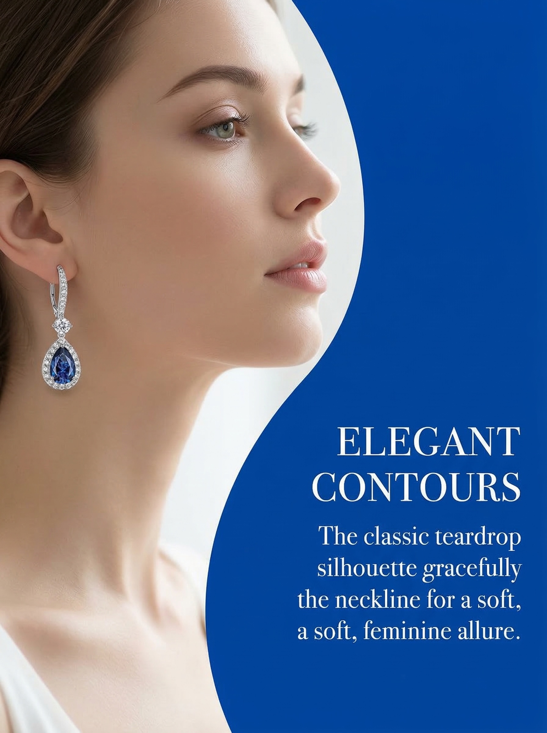 The Modern Aesthetic Design Series "Starry Sky" - Royal Grade Sapphire Sparkling Deep Sea Blue Waterdrop Zircon Earrings 