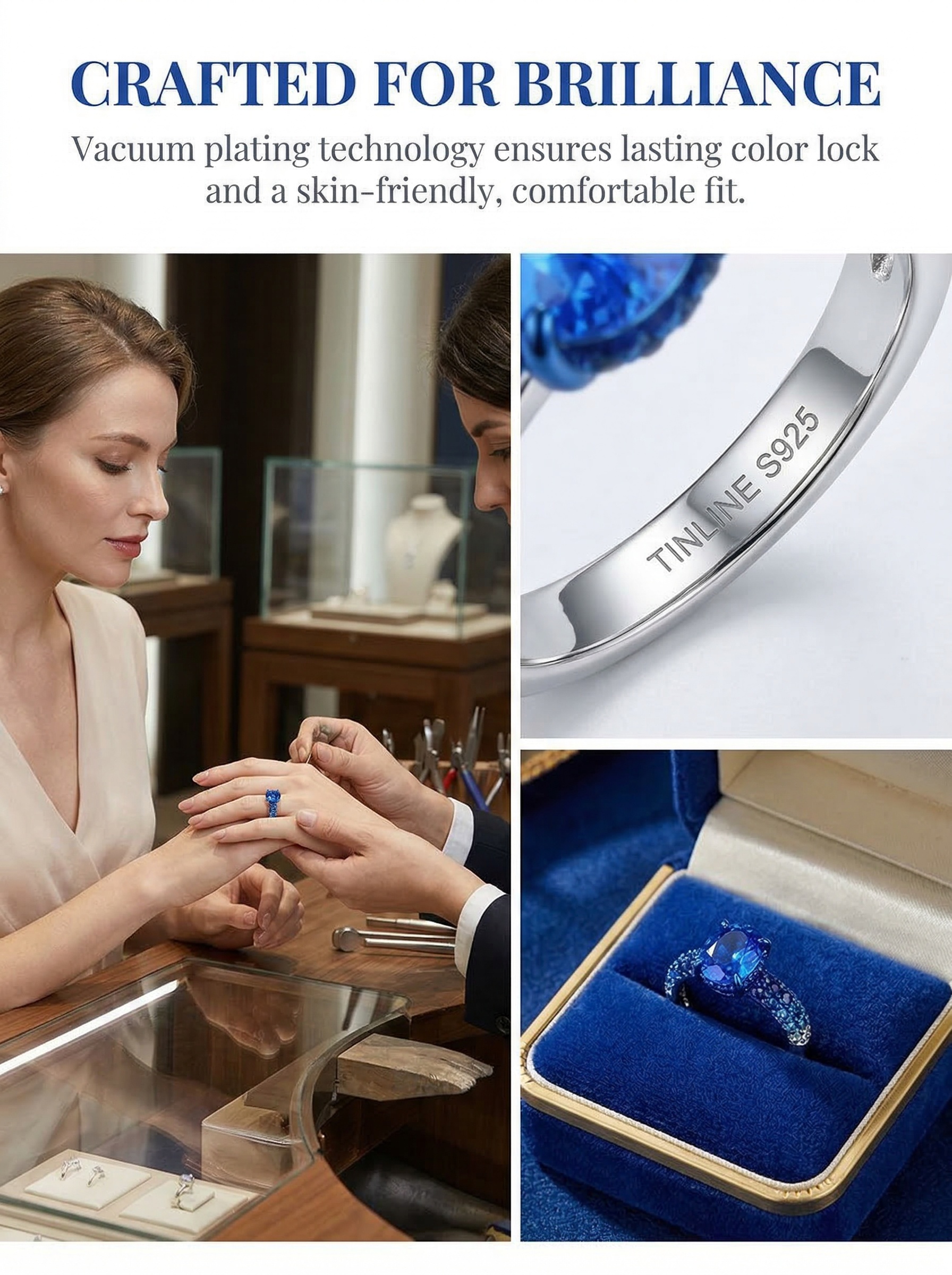 Modern art aesthetic cultivation of the Kashmirian iridescent gradient craftsmanship creates a dazzling professional-grade sapphire ring. 